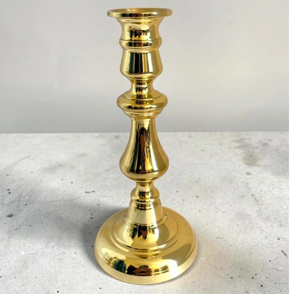 Baldwin Polished Brass Candlestick Holder 8 Inch Vintage Traditional Gold